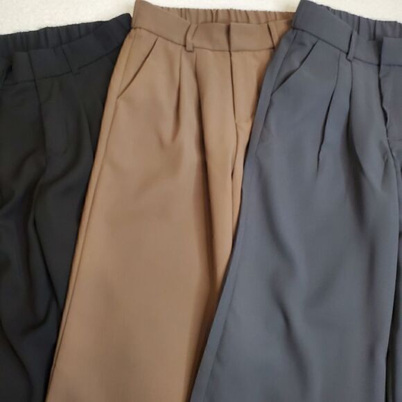 Lot of 3 Wide Legged Pants Grey, Brown, Black Trousers Size Small - Picture 10 of 17